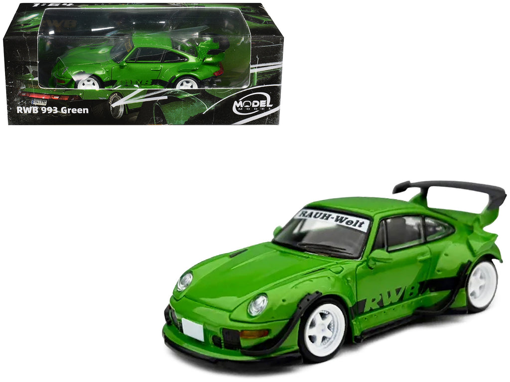RWB 993 Green with Black Stripes 1/64 Diecast Model Car by Model Model