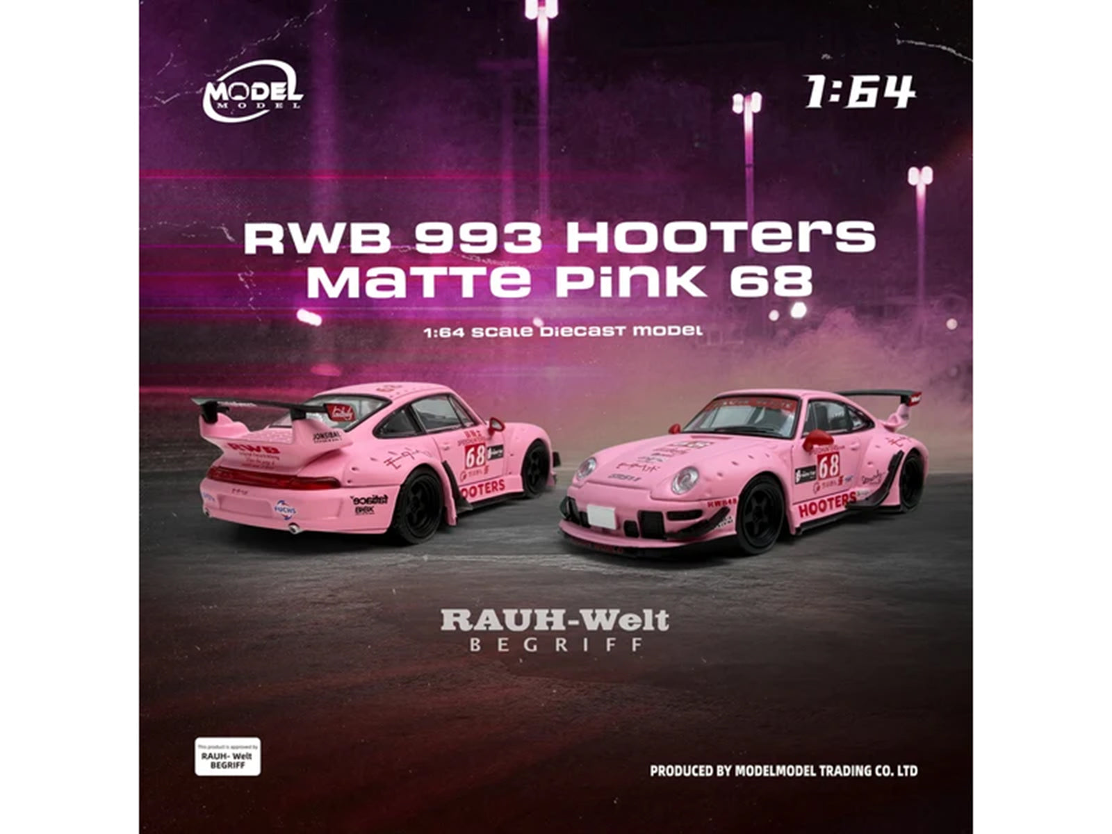 RWB 993 #68 "Hooters" Matt Pink 1/64 Diecast Model Car by Model Model