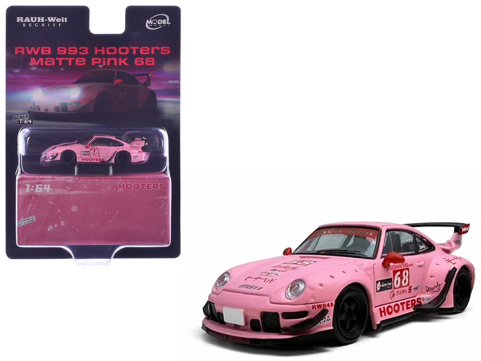 RWB 993 #68 "Hooters" Matt Pink 1/64 Diecast Model Car by Model Model