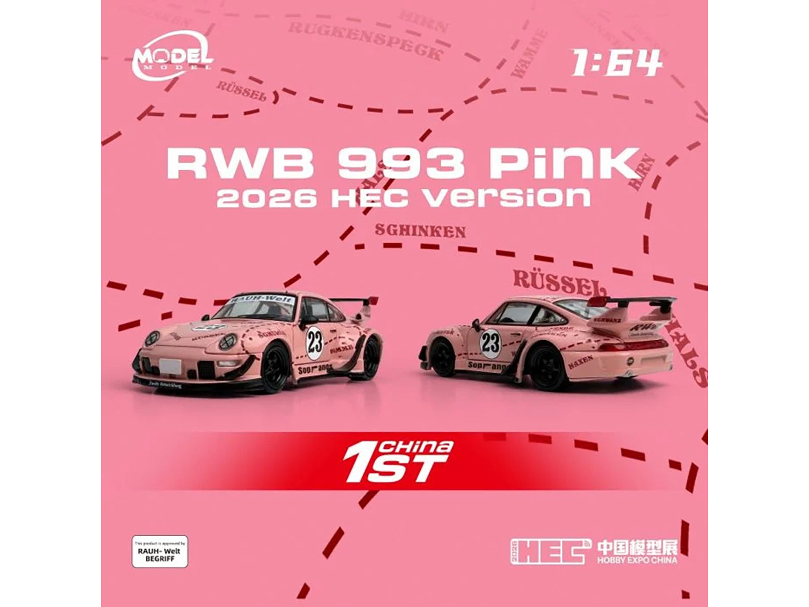 RWB 993 #23 Pink Version with Graphics "Hobby Expo China 2026 Event Edition" 1/64 Diecast Model Car by Model Model