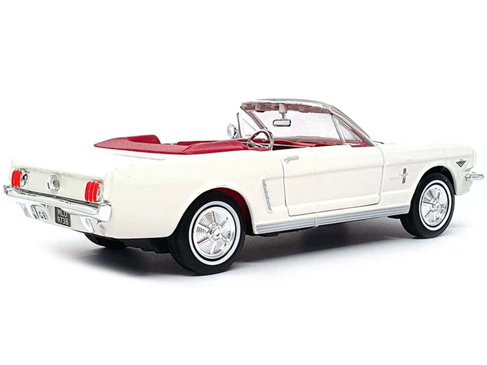 1964 1/2 Ford Mustang Convertible White with Red Interior James Bond 007 "Goldfinger" (1964) Movie "James Bond Collection" Series 1/24 Diecast Model Car by Motormax - image 3