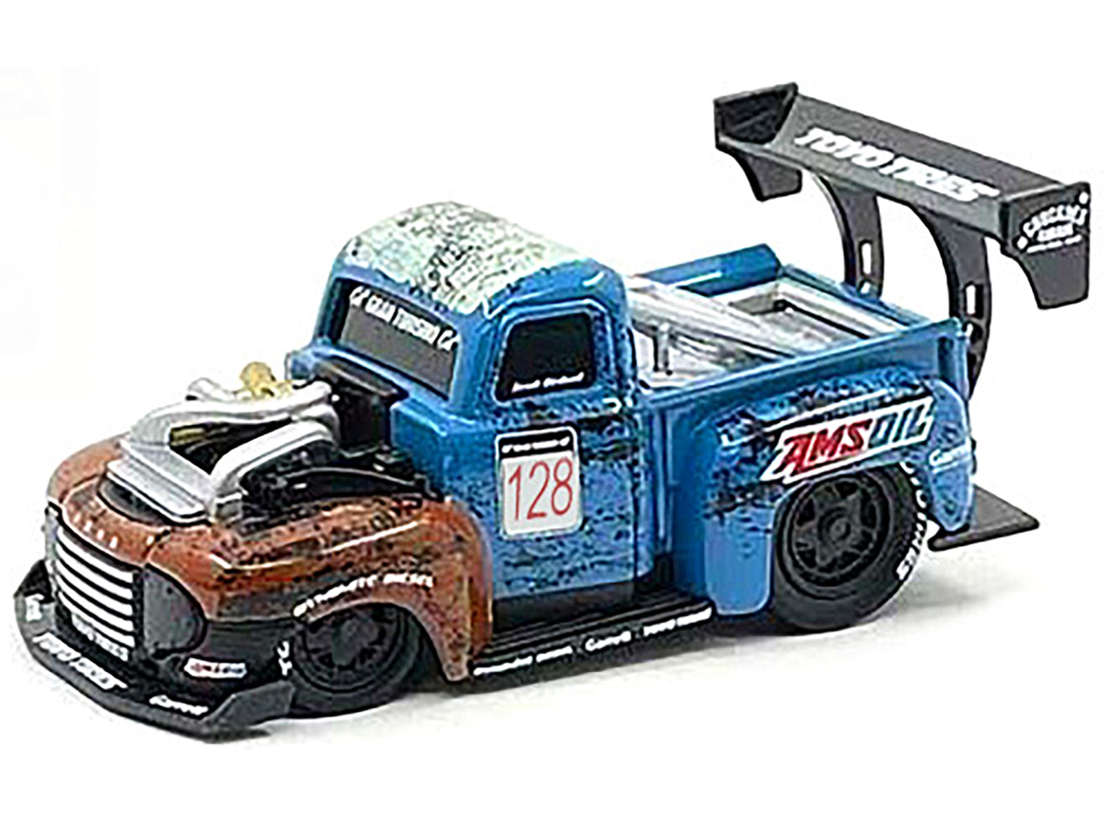 1949 Ford F1 Pickup Truck #128 "Old Smokey" Blue and Brown (Weathered) 1/64 Diecast Model Car by Muscle Machines - image 2