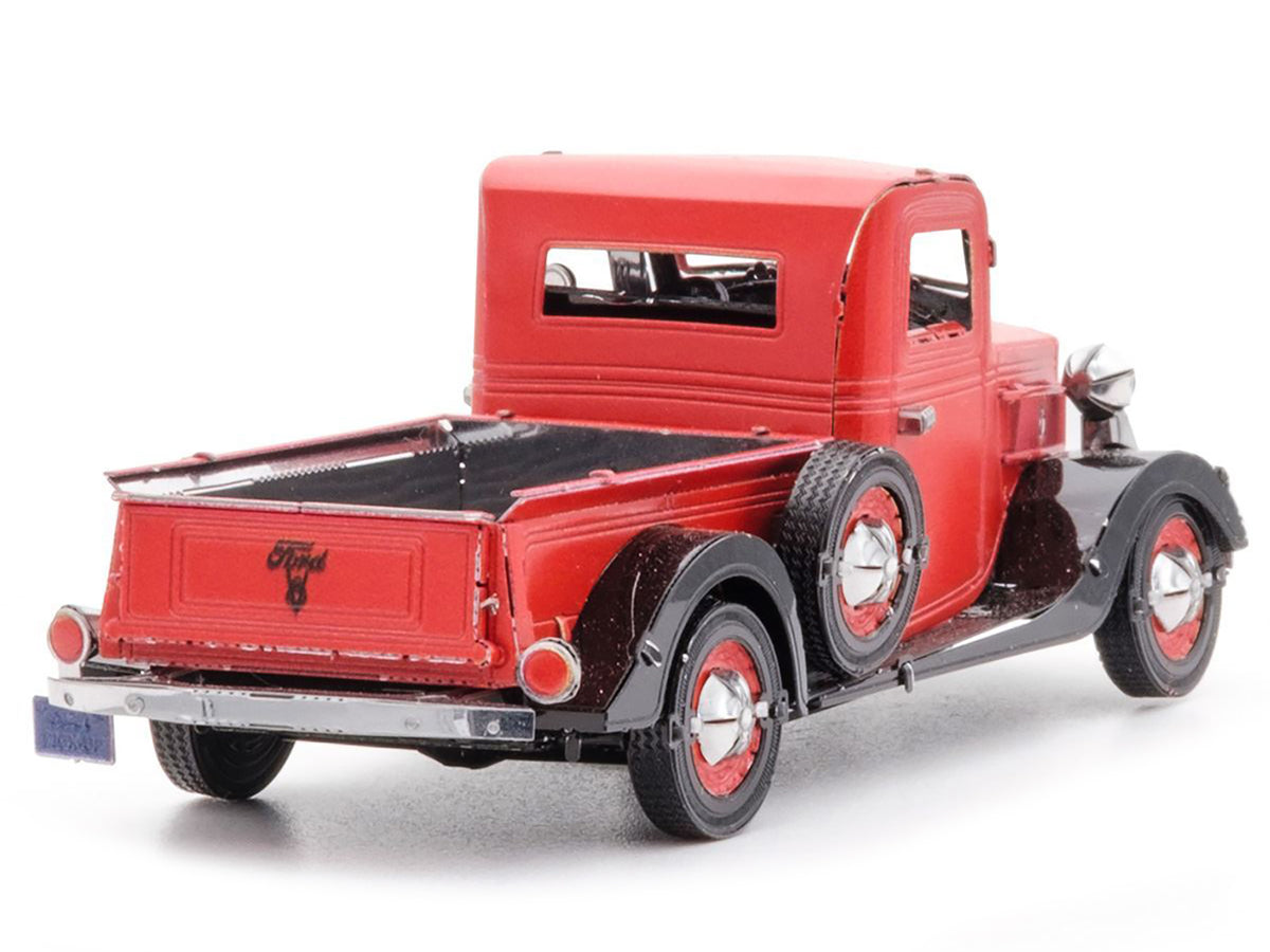 Model Kit 1937 Ford Pickup Truck Red and Black (Moderate Difficulty) Steel Model by Metal Earth - image 3