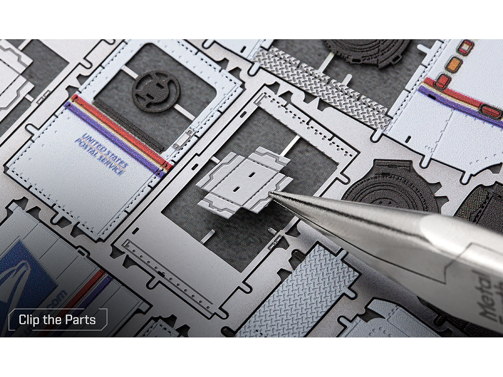 Model Kit LLV Mail Truck White "USPS (United States Postal Service)" (Moderate Difficulty) Steel Model by Metal Earth