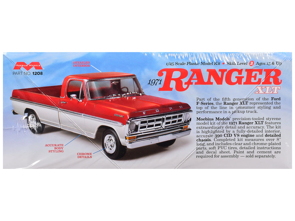 Skill 3 Model Kit 1971 Ford Ranger XLT Pickup Truck 1/25 Scale Model by Moebius - image 5