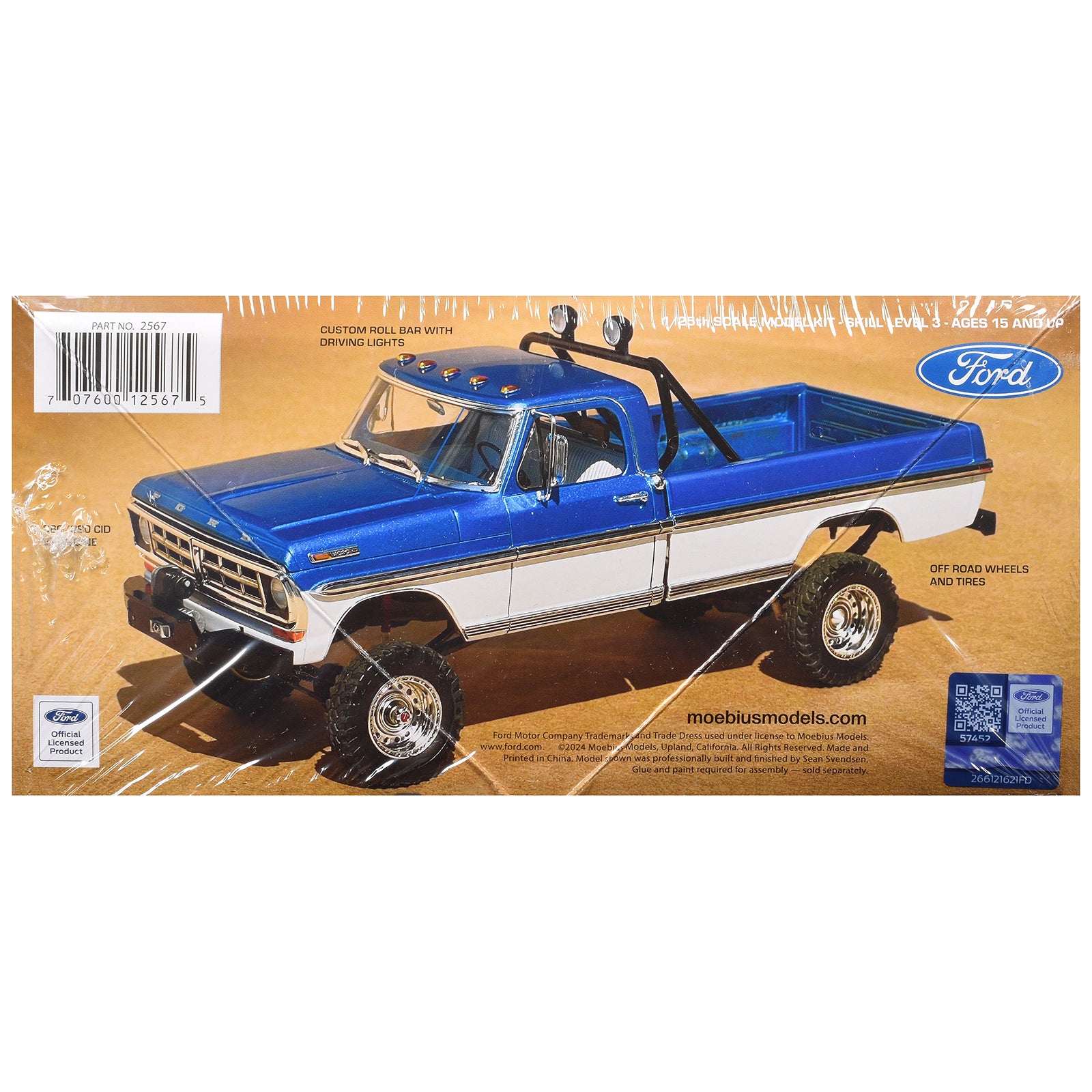 Skill 3 Model Kit 1971 Ford F-250 Custom Lifted 4x4 Pickup Truck 1/25 Scale Model by Moebius - image 3