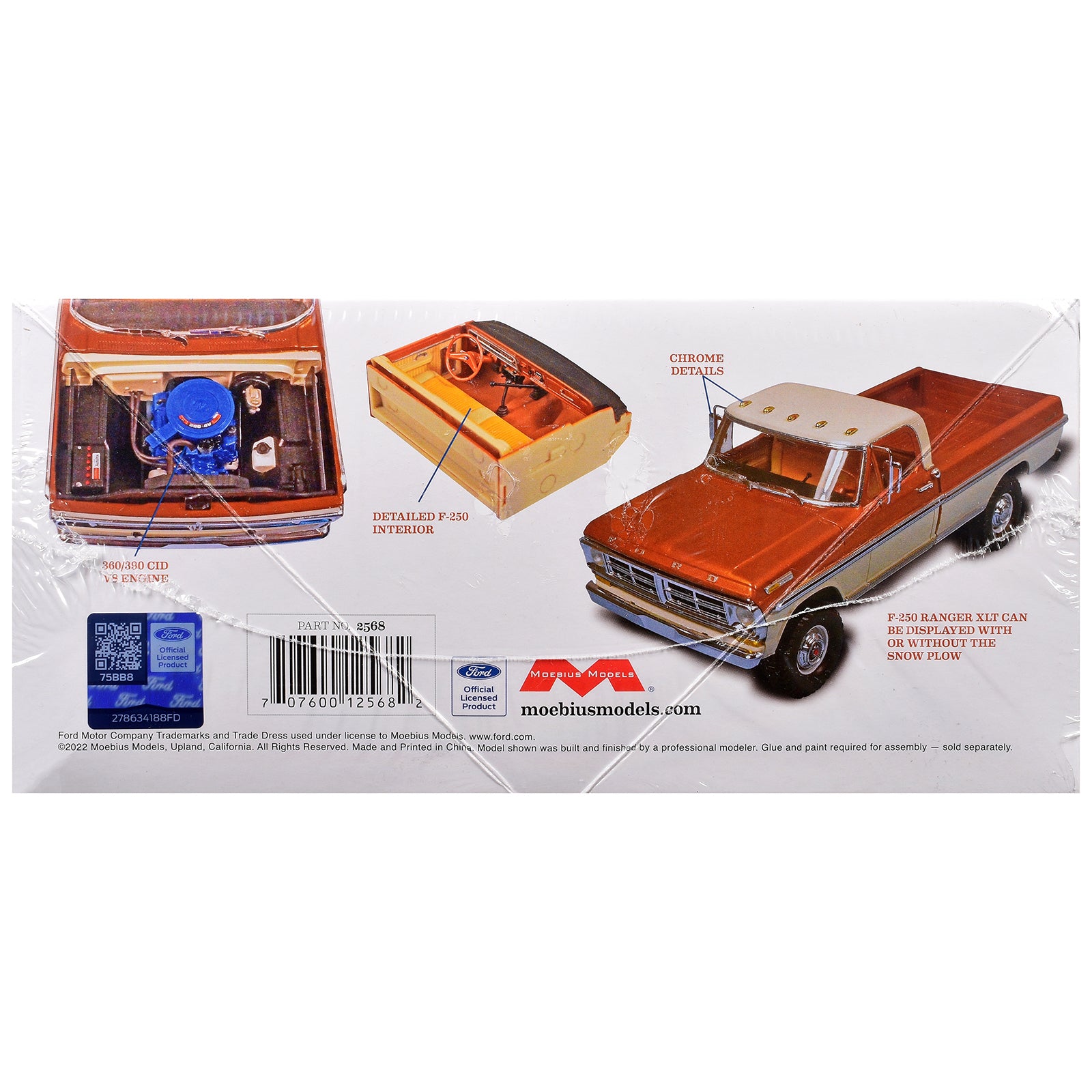 Skill 3 Model Kit 1972 Ford F-250 Ranger XLT Pickup Truck with Snow Plow 1/25 Scale Model by Moebius - image 2