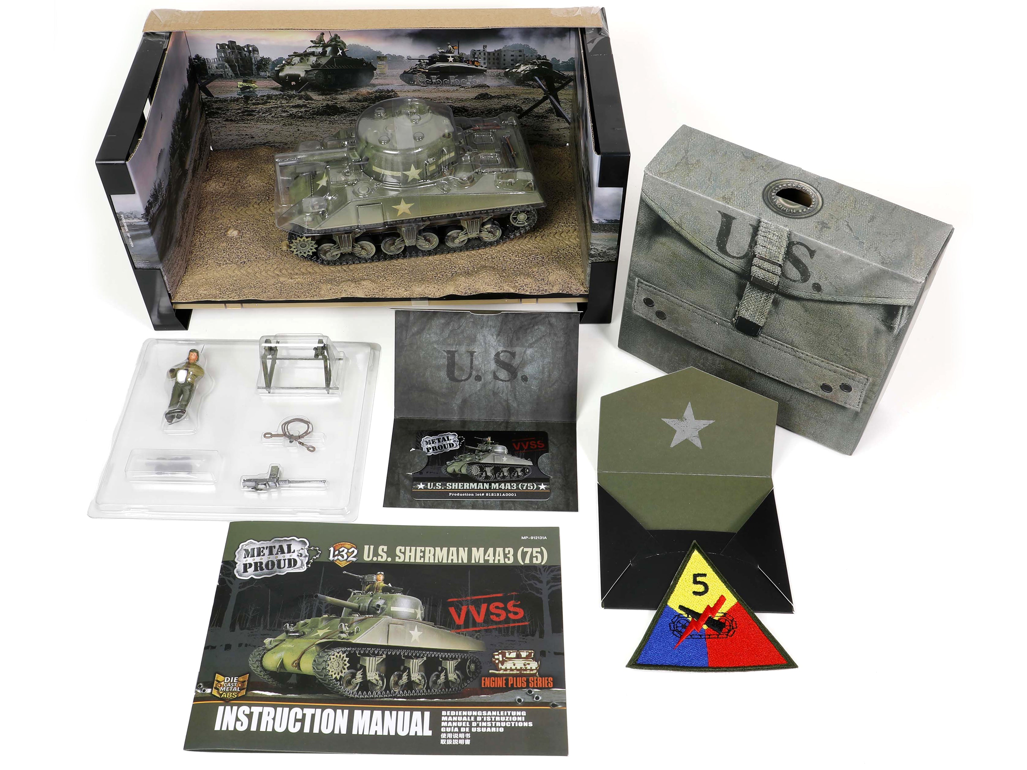 Sherman M4A3 (75) Medium Tank U.S. "Training vehicle C Company 10th Tank Battalion 5th Armored Division New York" (1943) "Engine Plus" Series 1/32 Diecast Model by Metal Proud - image 5
