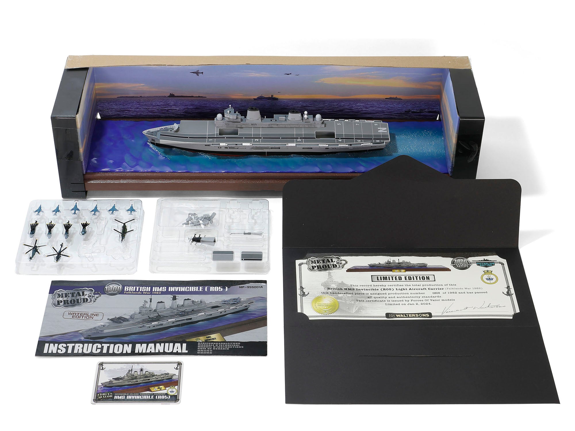 British HMS Invincible (R05) Aircraft Carrier Waterline Edition "Falklands War" (1982) British Royal Navy "Battleship" Series 1/700 Diecast Model by Metal Proud - image 4