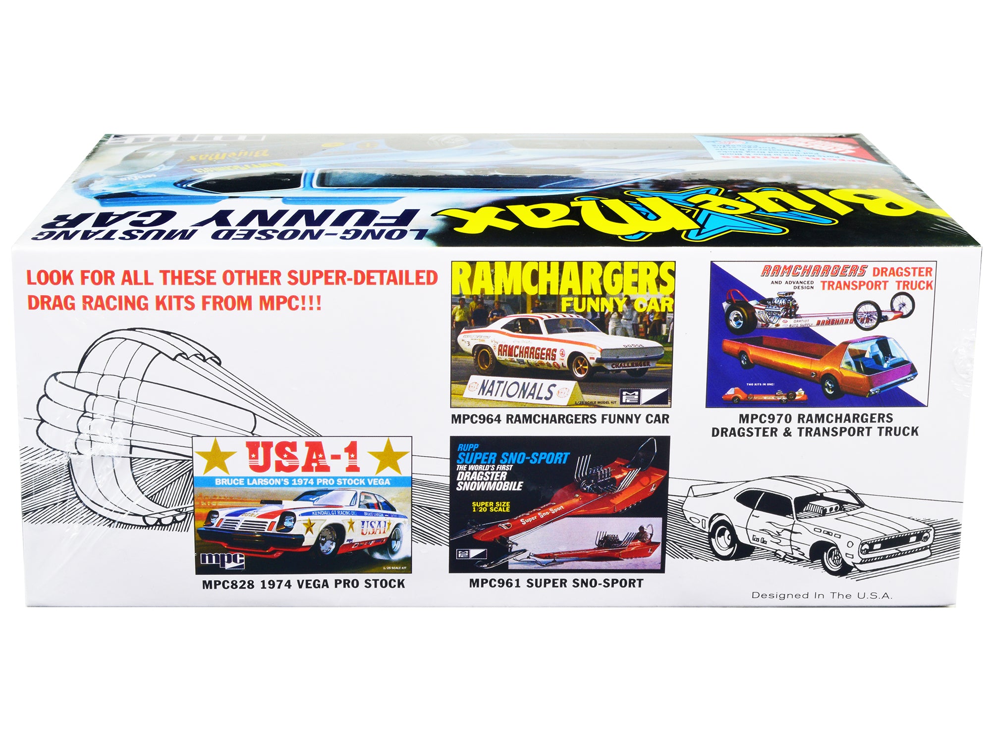 Skill 2 Model Kit "Blue Max" Long Nose Mustang Funny Car 1/25 Scale Model Car by MPC - image 2