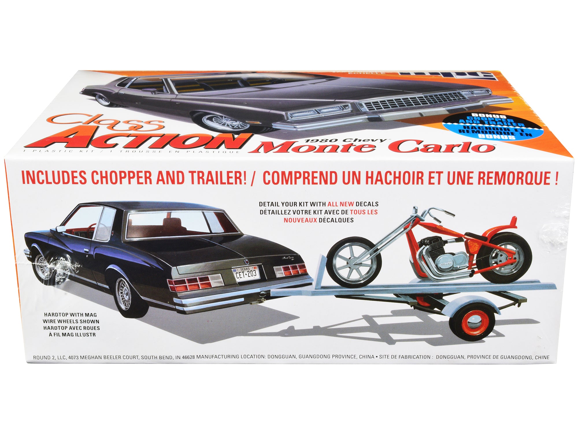 Skill 2 Model Kit 1980 Chevrolet Monte Carlo "Class Action" with Motorcycle and Trailer (Skill 2) 1/25 Scale Model Car by MPC - image 2
