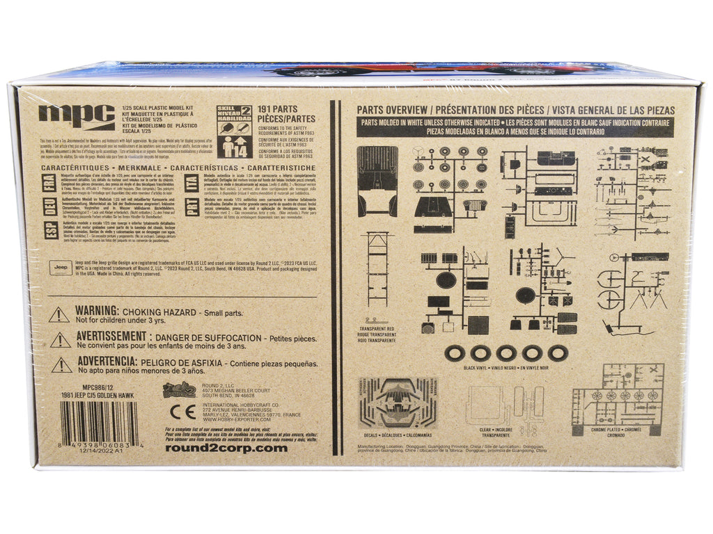 Skill 2 Model Kit 1981 Jeep CJ5 Golden Hawk 1/25 Scale Model Car by MPC - image 4