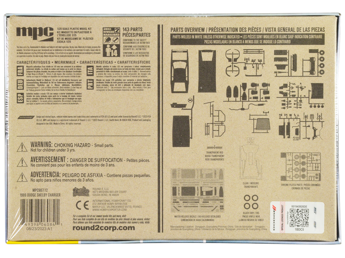 Skill 2 Model Kit 1986 Dodge Shelby Charger 1/25 Scale Model by MPC - image 4