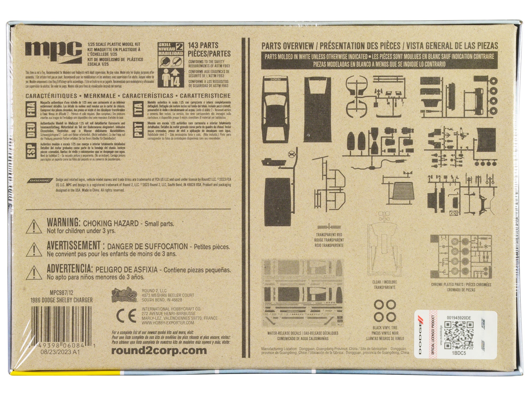 Skill 2 Model Kit 1986 Dodge Shelby Charger 1/25 Scale Model by MPC - image 4