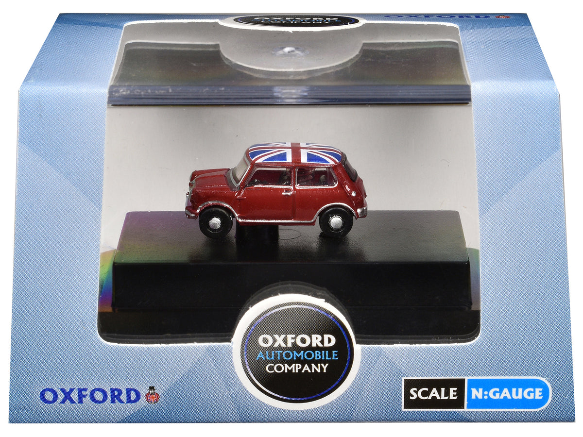 Austin Mini RHD (Right Hand Drive) Tartan Red with Union Jack Top 1/148 (N) Scale Diecast Model Car by Oxford Diecast - image 3