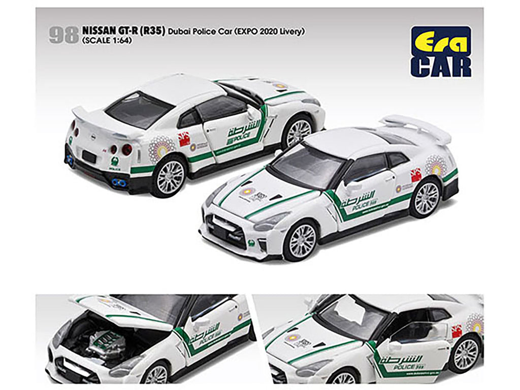 Nissan GT-R (R35) White Dubai Police "EXPO 2020" Livery Limited Edition to 720 pieces Worldwide 1/64 Diecast Model Car by Era Car - image 2