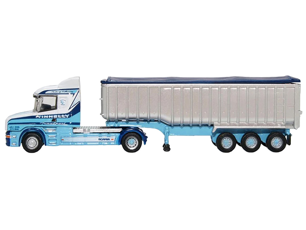 Scania T-Cab Truck RHD (Right Hand Drive) with Covered Dump Trailer "Tinnelly" White with Blue Graphics 1/148 (N) Scale Diecast Model Car by Oxford Diecast - image 2