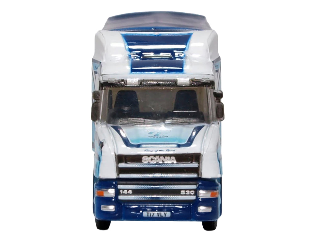 Scania T-Cab Truck RHD (Right Hand Drive) with Covered Dump Trailer "Tinnelly" White with Blue Graphics 1/148 (N) Scale Diecast Model Car by Oxford Diecast - image 4