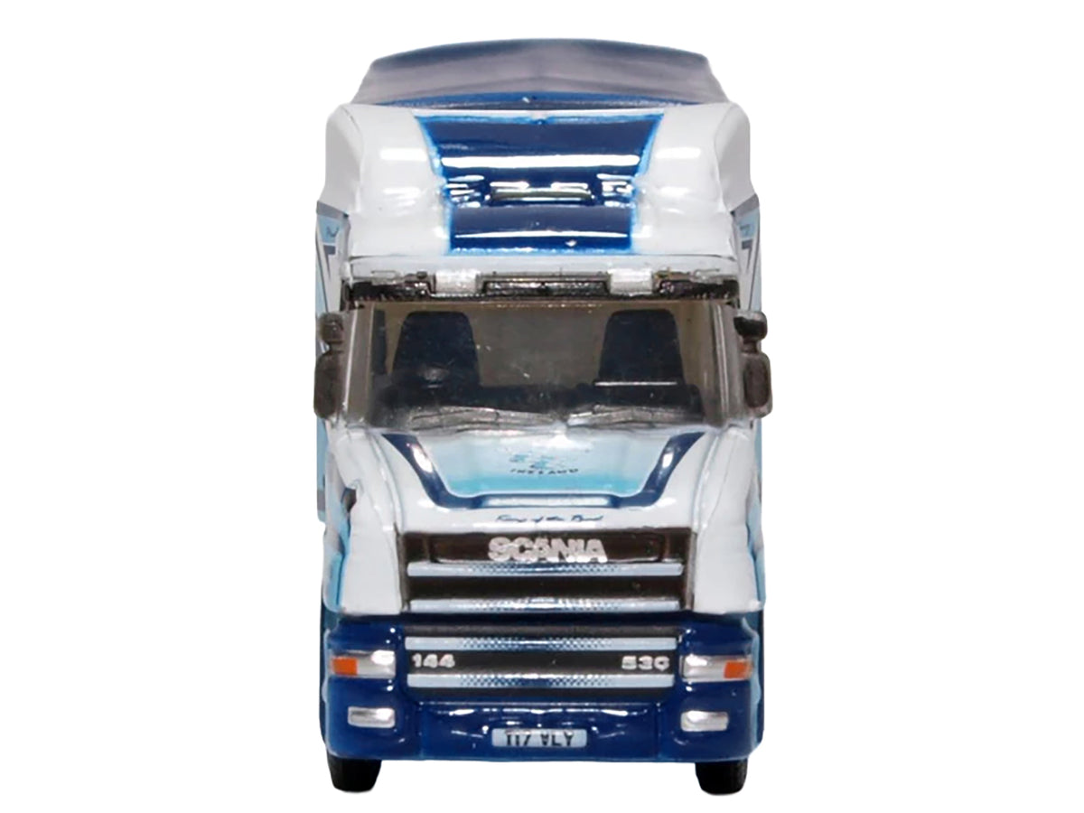 Scania T-Cab Truck RHD (Right Hand Drive) with Covered Dump Trailer "Tinnelly" White with Blue Graphics 1/148 (N) Scale Diecast Model Car by Oxford Diecast - image 4