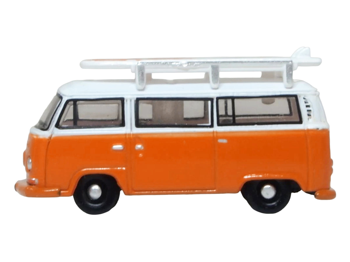 Volkswagen T2 Bay Window Bus Signal Orange with White Top and Surfboards on Roof Rack 1/148 (N) Scale Diecast Model Car by Oxford Diecast - image 3