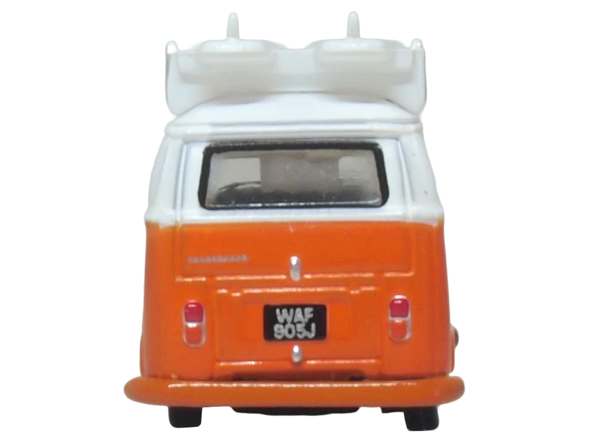 Volkswagen T2 Bay Window Bus Signal Orange with White Top and Surfboards on Roof Rack 1/148 (N) Scale Diecast Model Car by Oxford Diecast - image 5