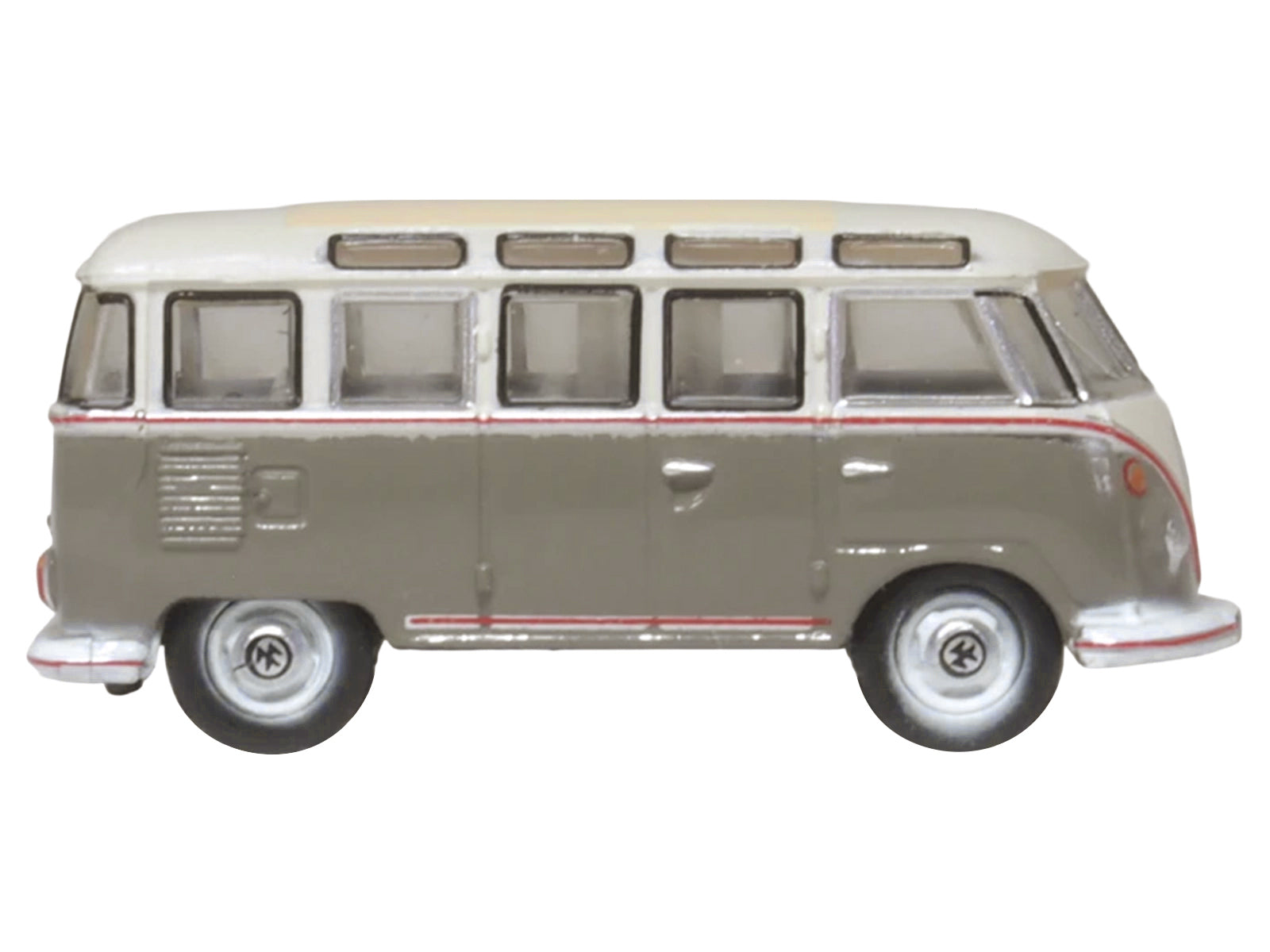 Volkswagen T1 Samba Bus Mouse Grey and Pearl White with Red Stripes 1/148 (N) Scale Diecast Model Car by Oxford Diecast - image 3