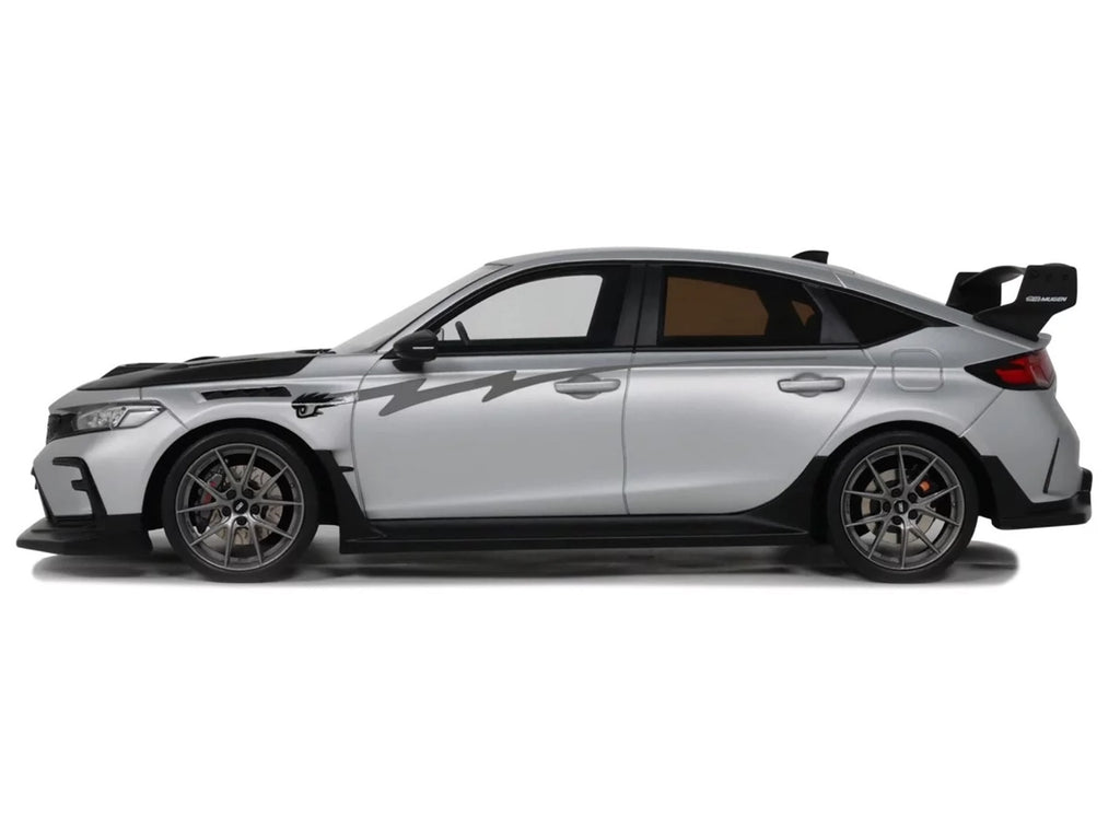 2024 Honda Civic Type R Mugen Group B RHD (Right Hand Drive) Matt Silver Metallic with Black Hood Limited Edition to 999 pieces Worldwide 1/18 Model Car by Otto Mobile - image 4