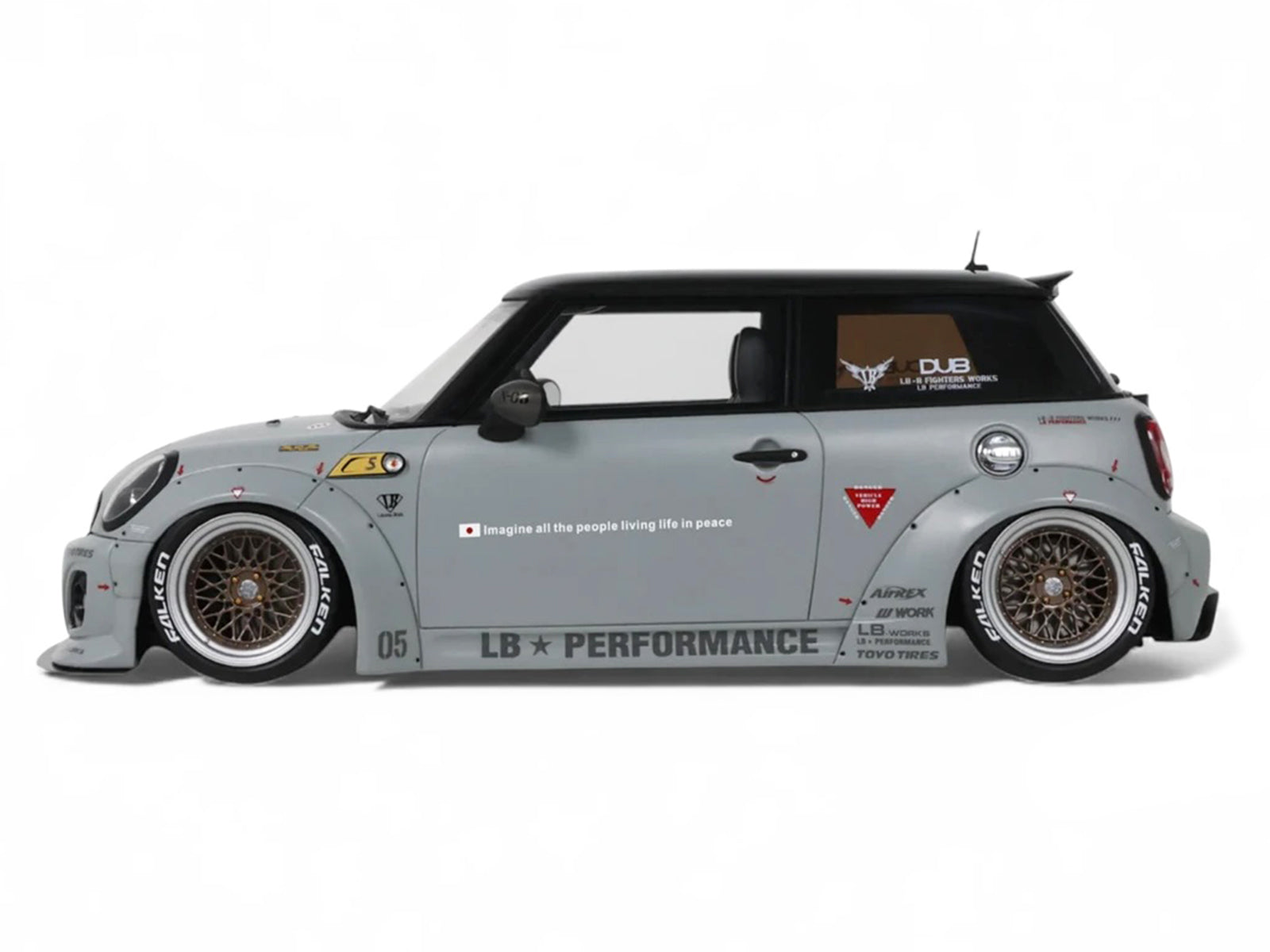 2015 Mini Cooper R56 LB-Works "LB Nation" Gray with Black Top Limited Edition to 999 pieces Worldwide 1/18 Model Car by Otto Mobile - image 4