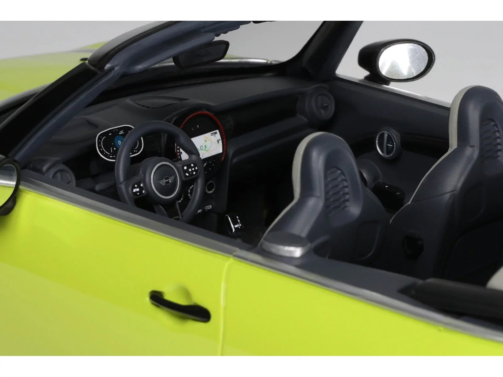 2021 Mini JCW Cabrio Zesty Yellow with Black Stripes 1/18 Model Car by Otto Mobile