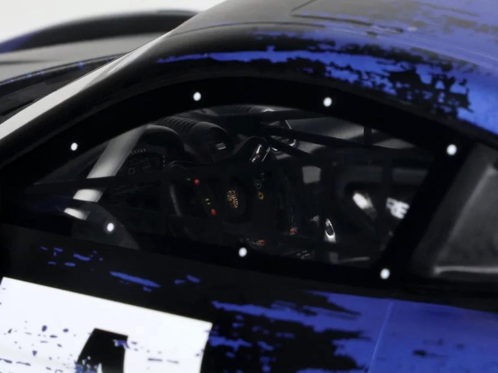 2021 Porsche Cayman 718 GT4 RS Clubsport #4 Black with Blue Graphics Limited Edition to 999 pieces Worldwide 1/18 Model Car by Otto Mobile