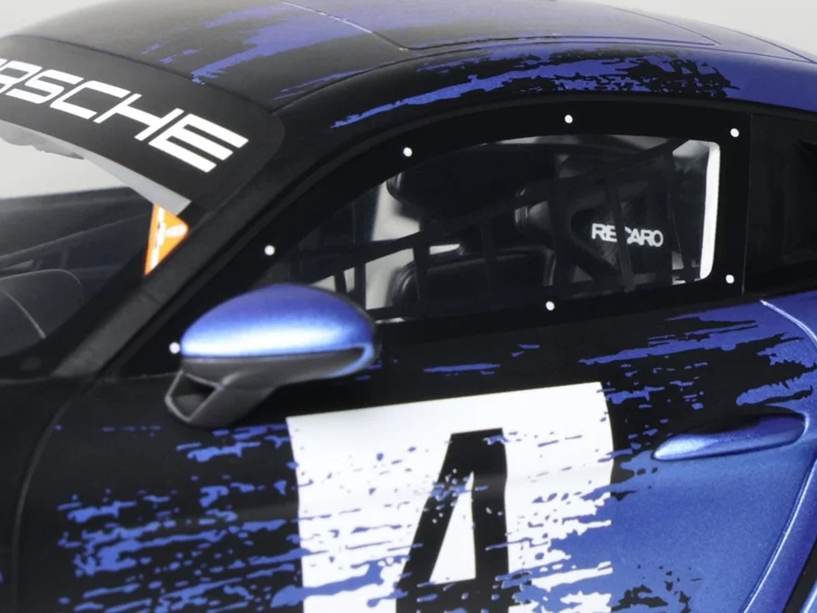 2021 Porsche Cayman 718 GT4 RS Clubsport #4 Black with Blue Graphics Limited Edition to 999 pieces Worldwide 1/18 Model Car by Otto Mobile - image 2