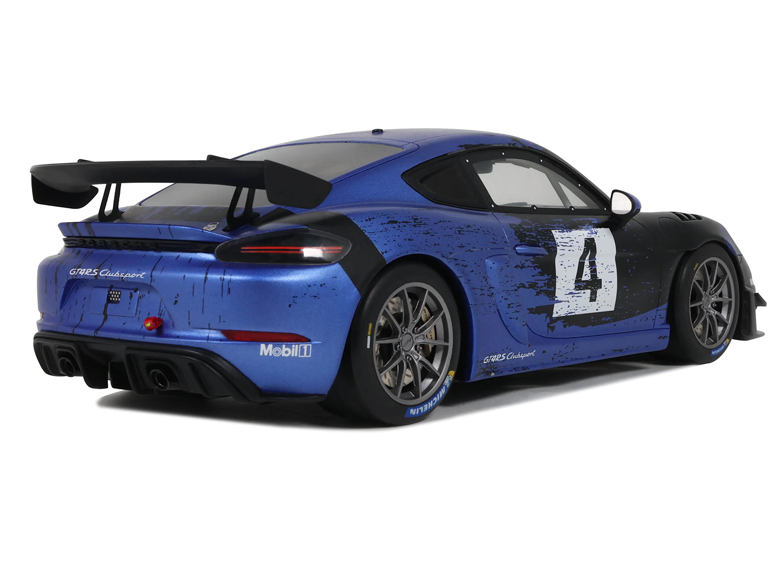 2021 Porsche Cayman 718 GT4 RS Clubsport #4 Black with Blue Graphics Limited Edition to 999 pieces Worldwide 1/18 Model Car by Otto Mobile - image 5