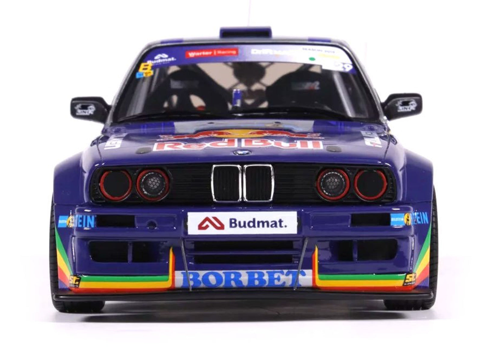 2023 BMW E30 V8 Drift "Red Bull Driftbrothers" Blue and Silver with Graphics Limited Edition to 3000 pieces Worldwide 1/18 Model Car by Otto Mobile
