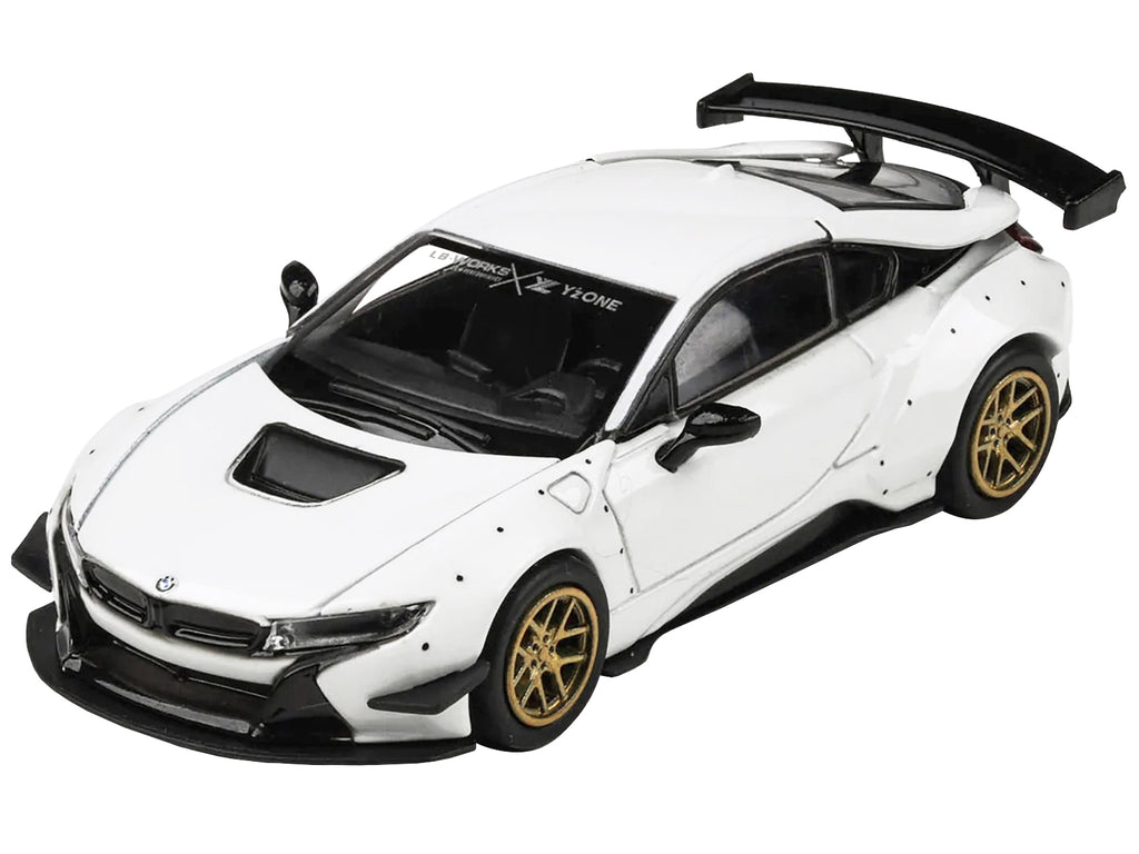 BMW i8 Liberty Walk White with Gold Wheels 1/64 Diecast Model Car by Paragon Models - image 3