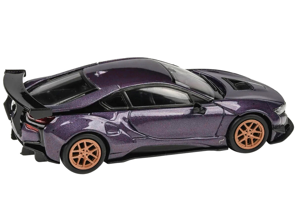 BMW i8 Liberty Walk Twilight Purple Metallic with Gold Wheels 1/64 Diecast Model Car by Paragon Models - image 2