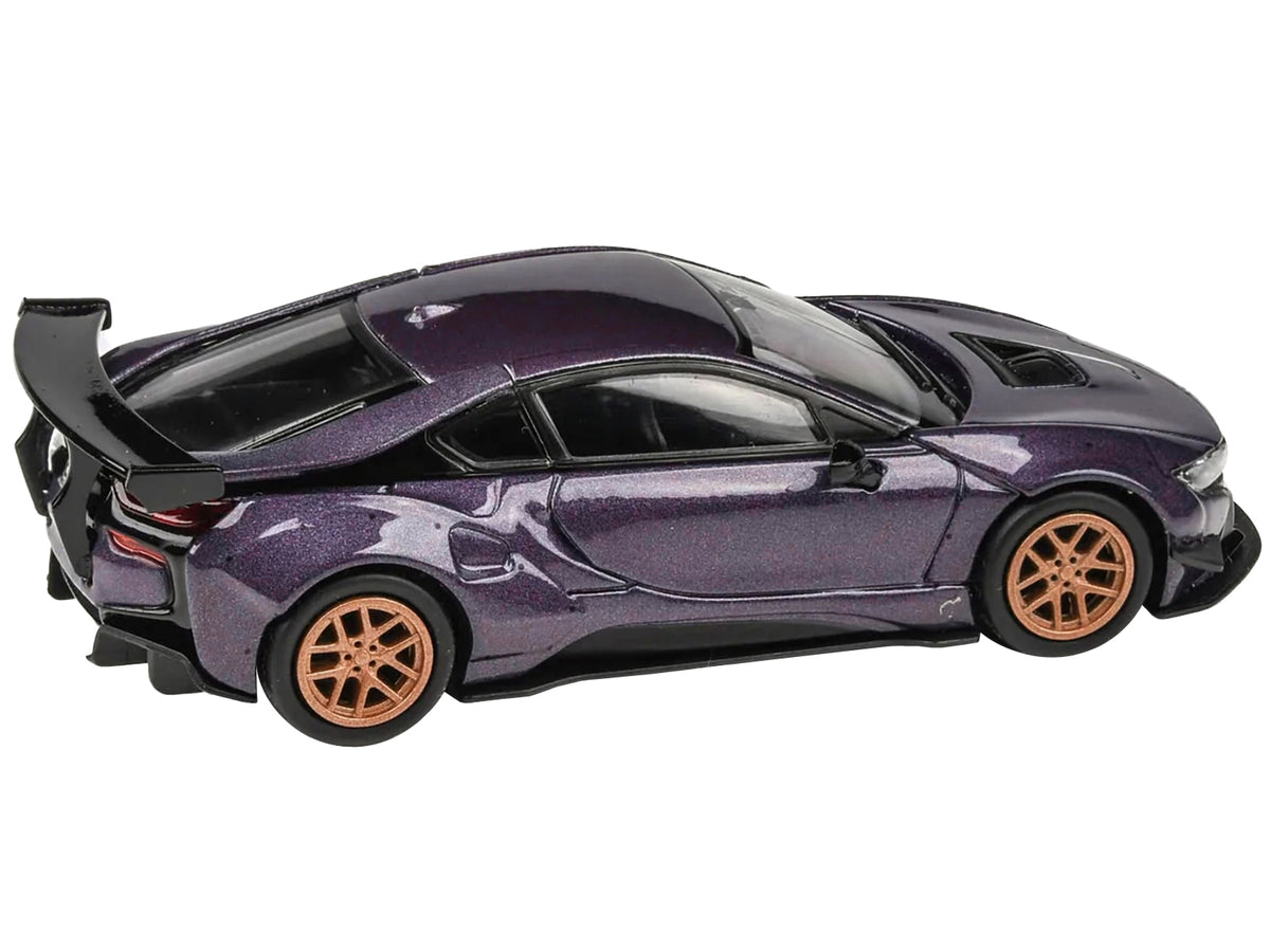 BMW i8 Liberty Walk Twilight Purple Metallic with Gold Wheels 1/64 Diecast Model Car by Paragon Models - image 2