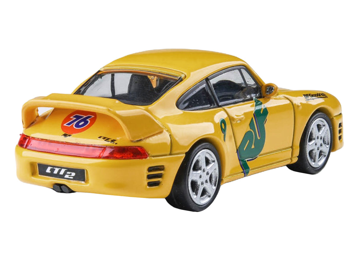 RUF CTR2 #9 "Pikes Peak" Yellow with Graphics 1/64 Diecast Model Car by Paragon Models - image 4