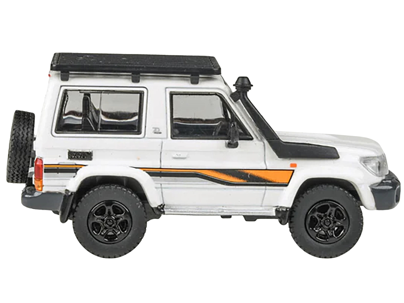 2023 Toyota Land Cruiser 71 White "70th Anniversary" with Stripes and Roofrack 1/64 Diecast Model Car by Paragon Models - image 2