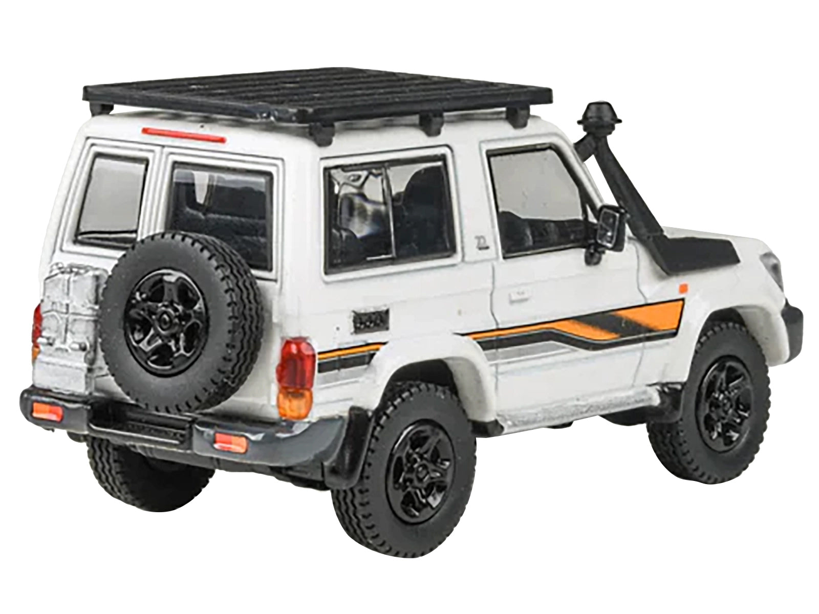 2023 Toyota Land Cruiser 71 White "70th Anniversary" with Stripes and Roofrack 1/64 Diecast Model Car by Paragon Models - image 4