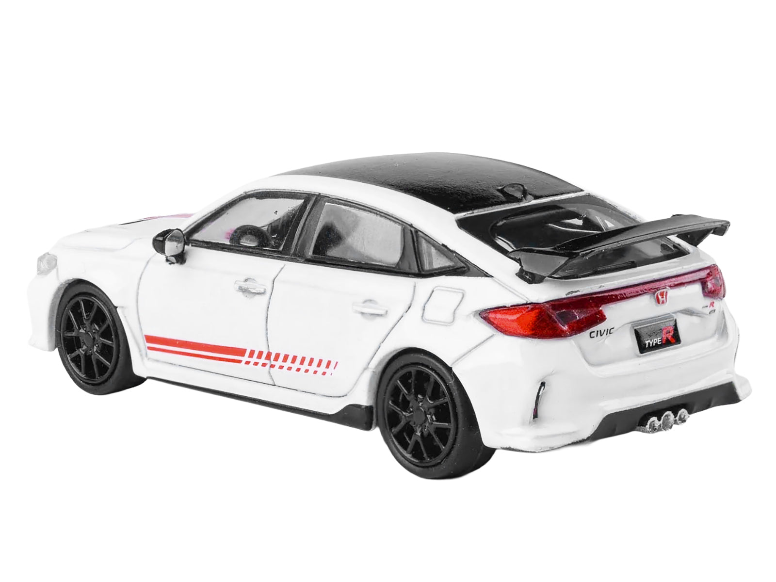 2025 Honda Civic Type R FL5 "Ultimate Edition" White with Red Stripes and Black Top 1/64 Diecast Model Car by Paragon - image 3