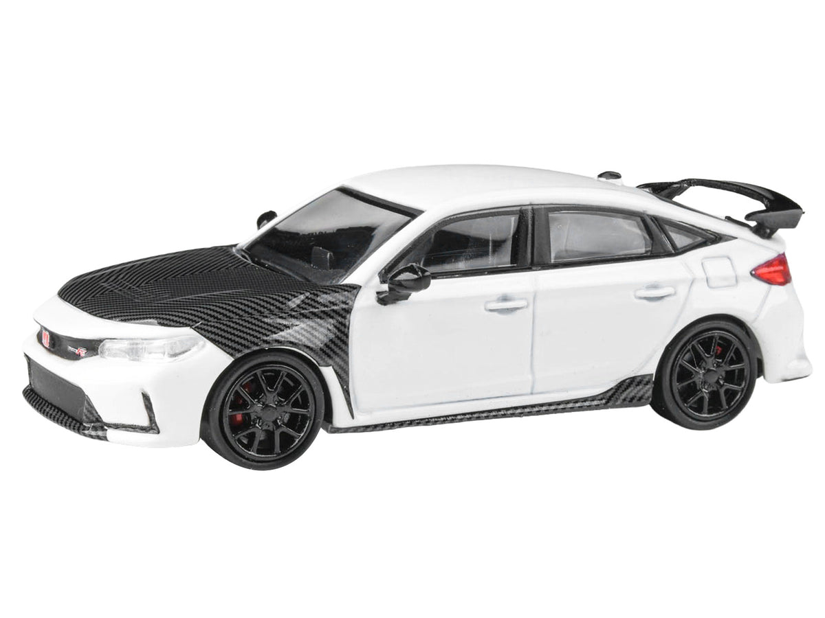 2025 Honda Civic Type R FL5 White with Carbon Hood and Accents 1/64 Diecast Model Car by Paragon Models - image 2