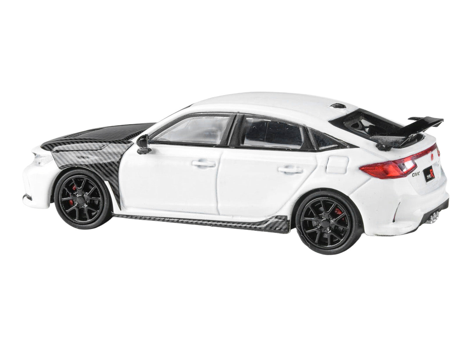 2025 Honda Civic Type R FL5 White with Carbon Hood and Accents 1/64 Diecast Model Car by Paragon Models - image 3