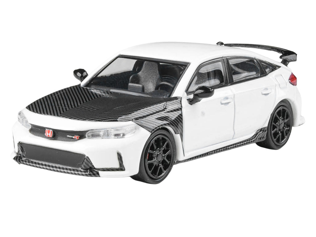 2025 Honda Civic Type R FL5 White with Carbon Hood and Accents 1/64 Diecast Model Car by Paragon Models - image 5