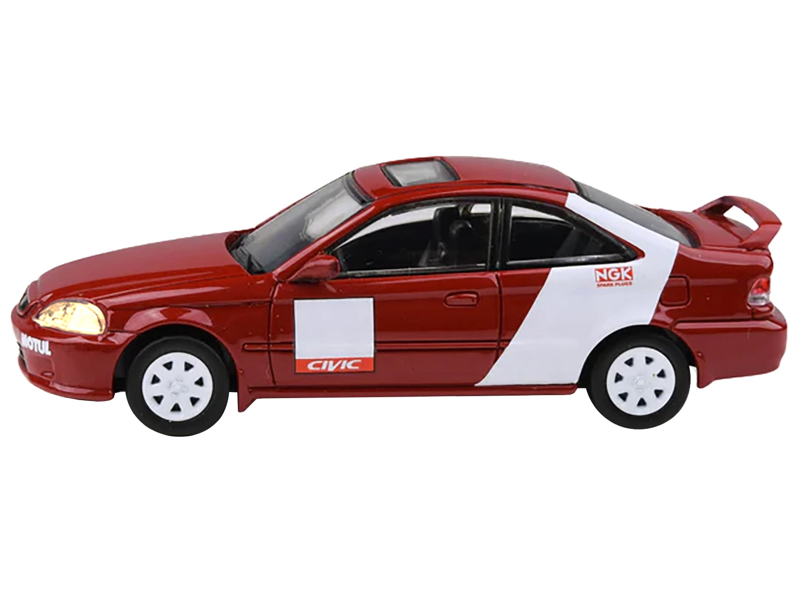 1999 Honda Civic Si EM1 "Kanjo Livery" Red with White Stripes 1/64 Diecast Model Car by Paragon Models - image 3
