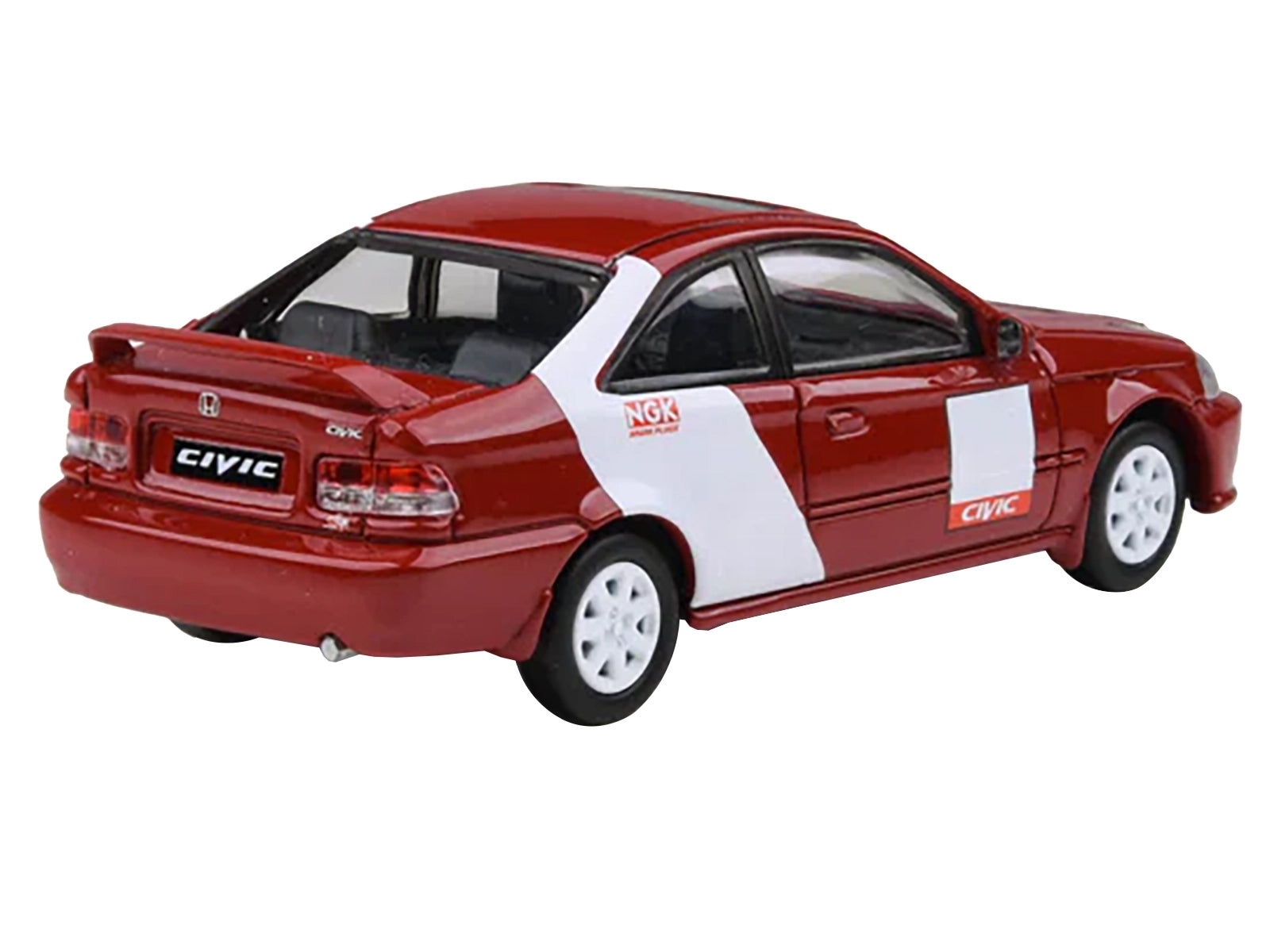 1999 Honda Civic Si EM1 "Kanjo Livery" Red with White Stripes 1/64 Diecast Model Car by Paragon Models - image 4