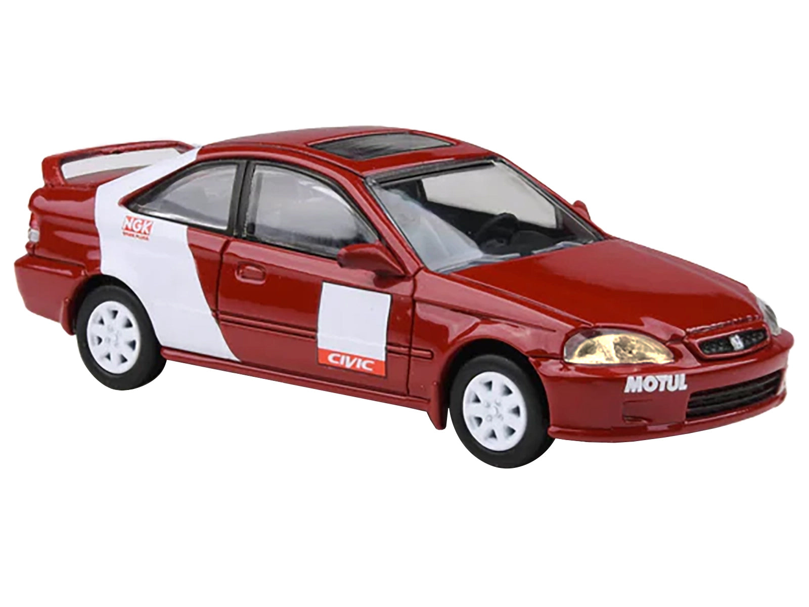 1999 Honda Civic Si EM1 "Kanjo Livery" Red with White Stripes 1/64 Diecast Model Car by Paragon Models - image 2