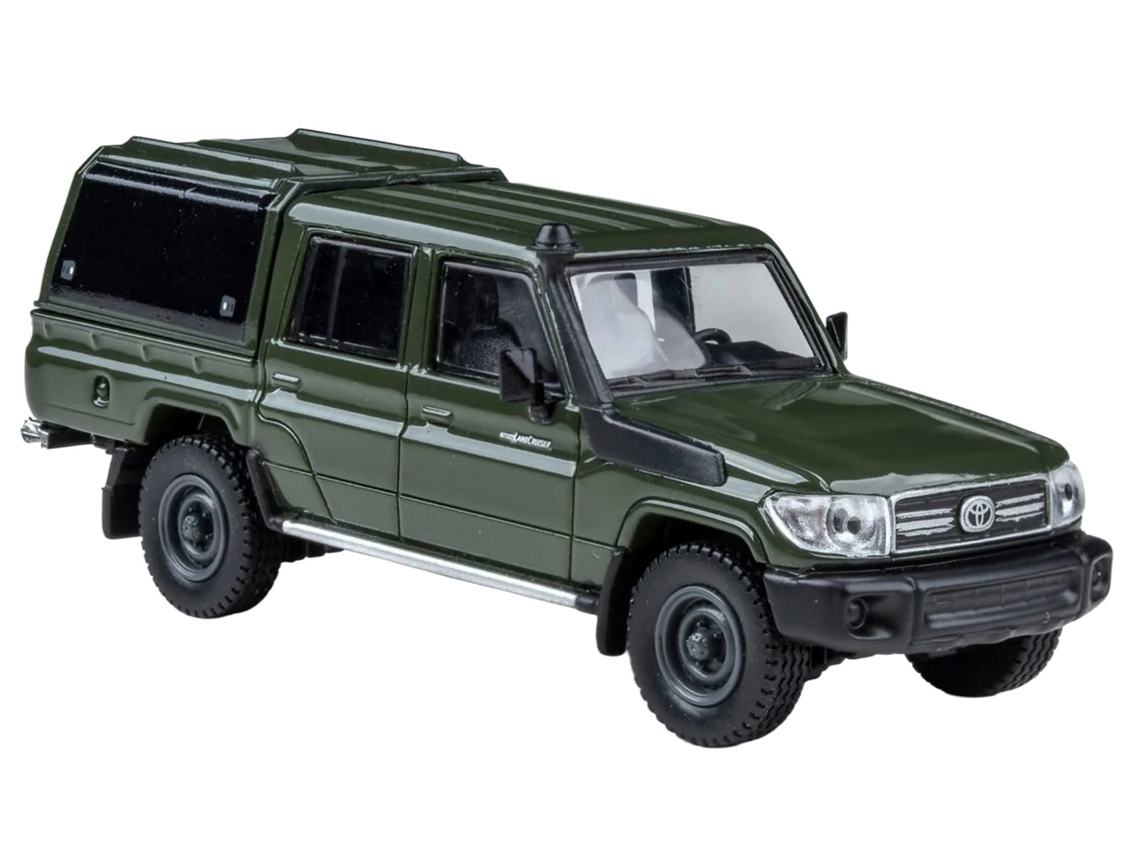 2014 Toyota Land Cruiser LC 79 with Camper Shell Military Green 1/64 Diecast Model Car by Paragon Models - image 4