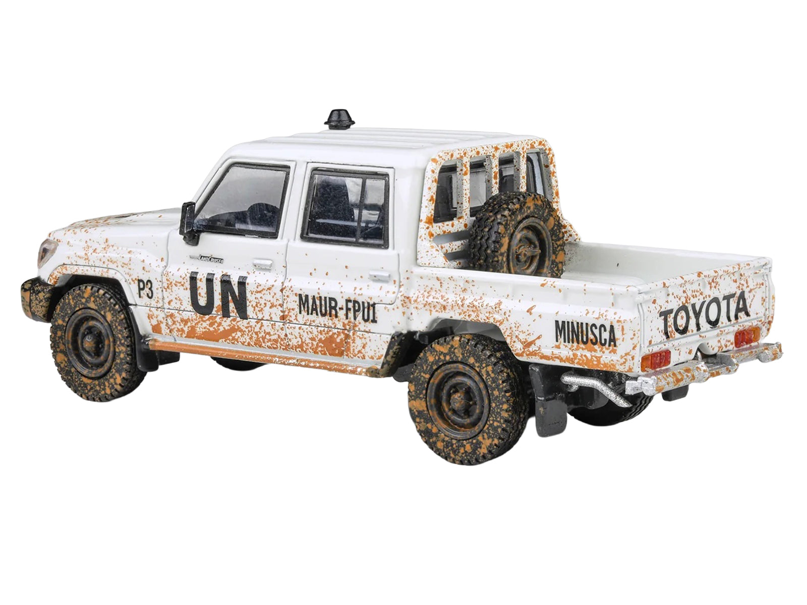 2014 Toyota Land Cruiser LC 79 Pickup Truck "UN MINUSCA" White (Dirty Version) 1/64 Diecast Model Car by Paragon Models - image 2