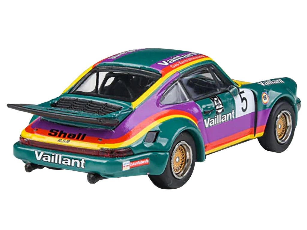 1975 Porsche 911 Carrera RSR 3.0 #5 "Kremer Racing - Vaillant" Green with Stripes 1/64 Diecast Model Car by Paragon Models - image 4