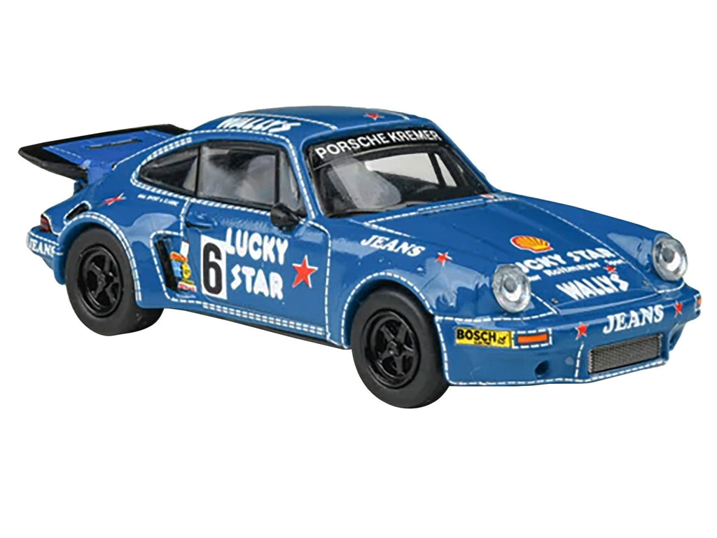1975 Porsche 911 Carrera RSR 3.0 #6 "Kremer Racing - Wallys Jeans" Blue 1/64 Diecast Model Car by Paragon Models - image 2